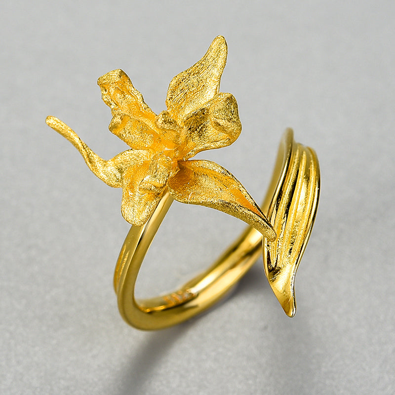 Iris Flower Ring - Gold