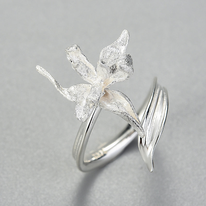 Iris Flower Ring - Silver