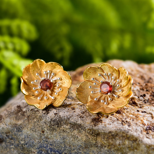 Anemone Flower Gemstone studs.jpg