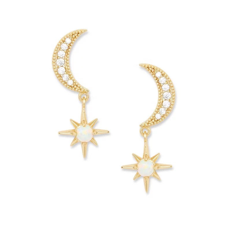 Moon Star Opal Earrings