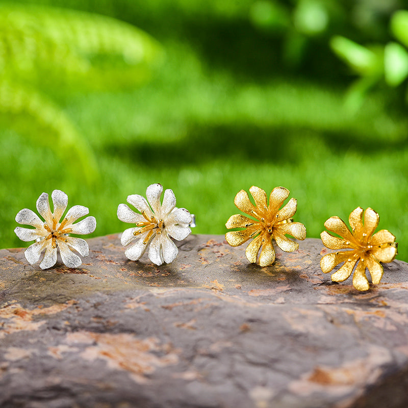 Aster Flower Stud Earrings | 14K Gold Plated Studs | Parure by Asma