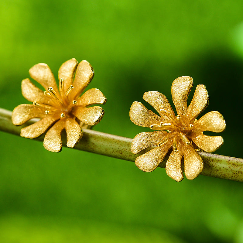 Aster Flower Stud Earrings | 14K Gold Plated Studs | Parure by Asma