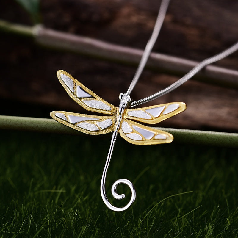 Silver Dragonfly Necklace | Women Dragonfly Necklace | Parure by Asma