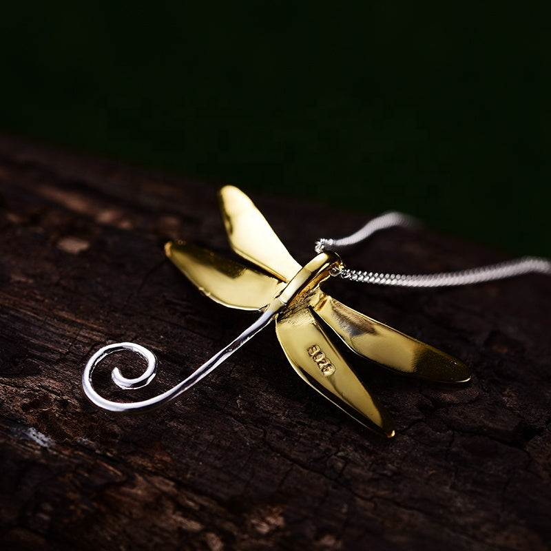 Silver Dragonfly Necklace | Women Dragonfly Necklace | Parure by Asma