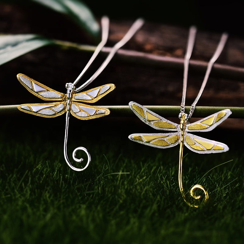 Silver Dragonfly Necklace | Women Dragonfly Necklace | Parure by Asma