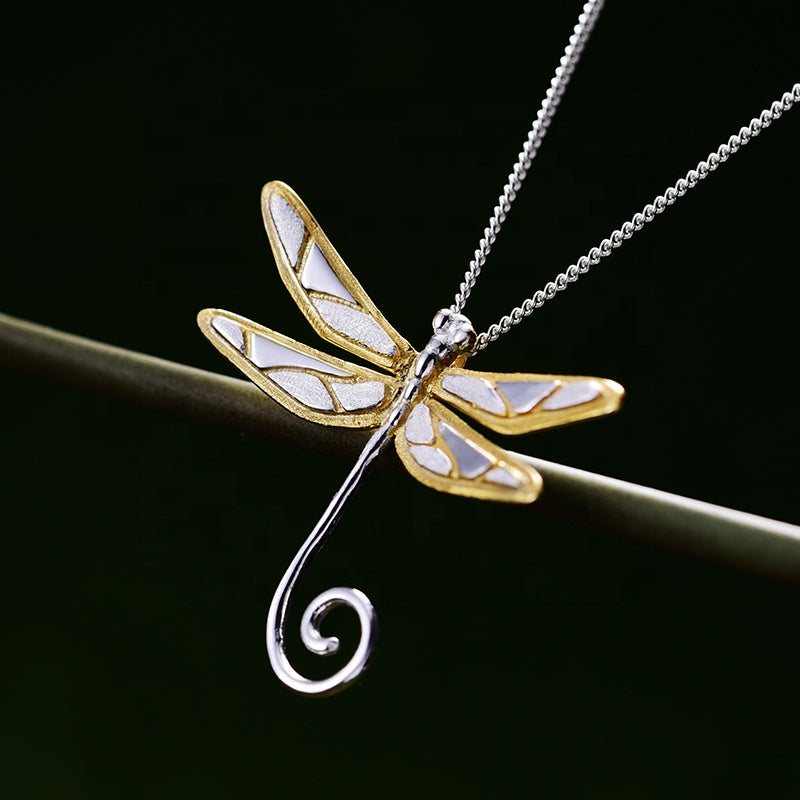 Silver Dragonfly Necklace | Women Dragonfly Necklace | Parure by Asma