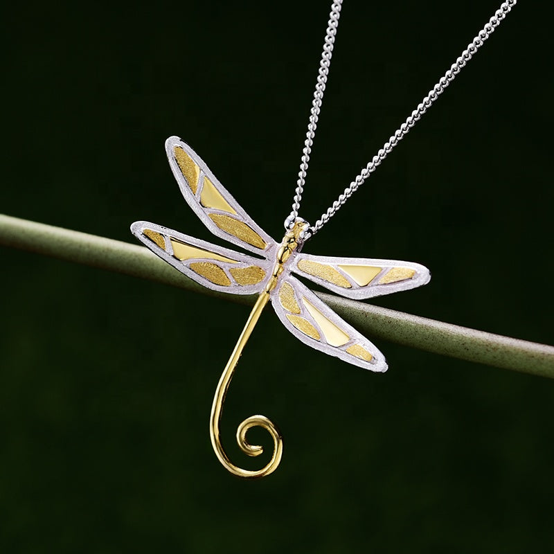 Silver Dragonfly Necklace | Women Dragonfly Necklace | Parure by Asma