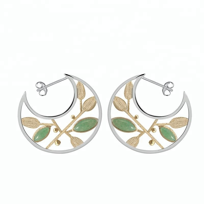 Hoop Leaf Earrings | Silver Air Leaf Hoops | Parure by Asma