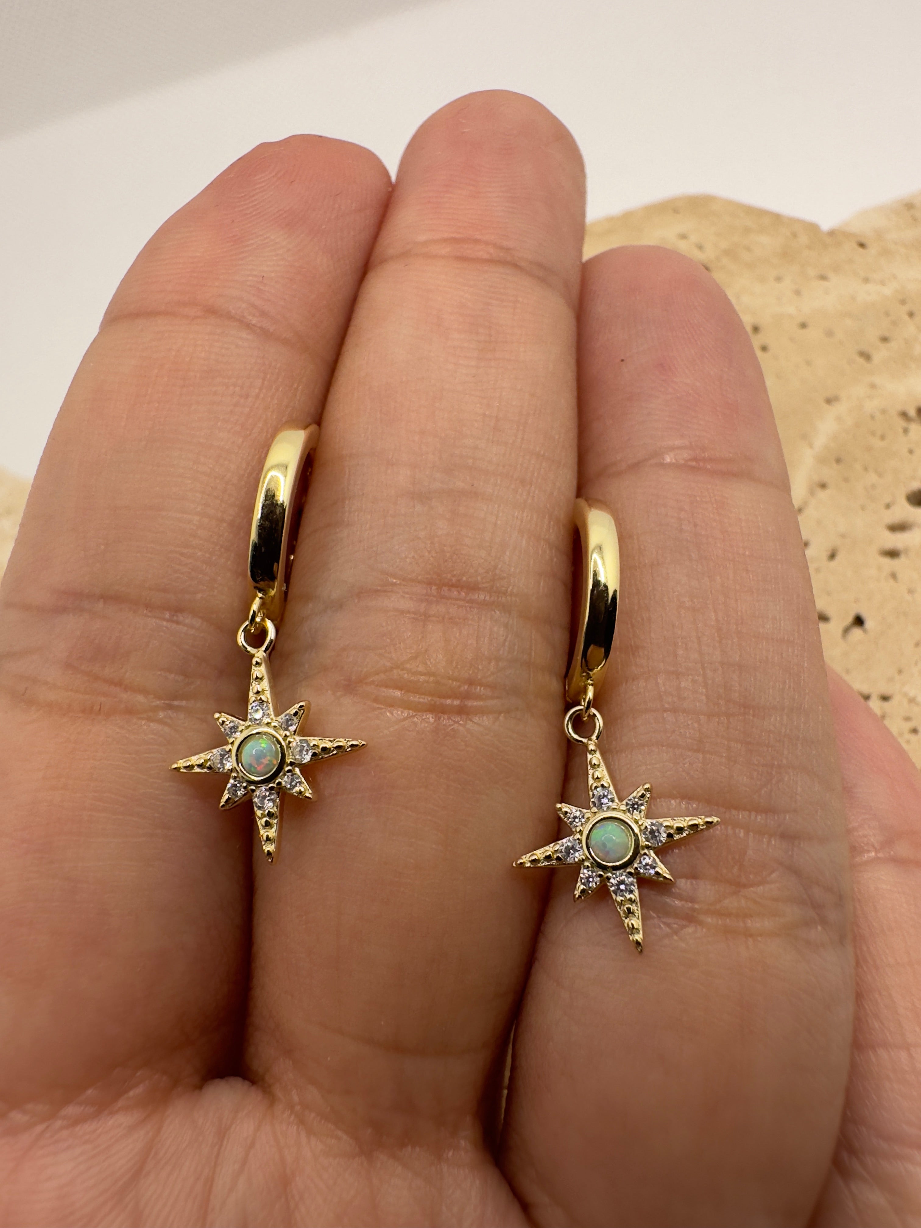 Luna True North Star Huggie Earrings